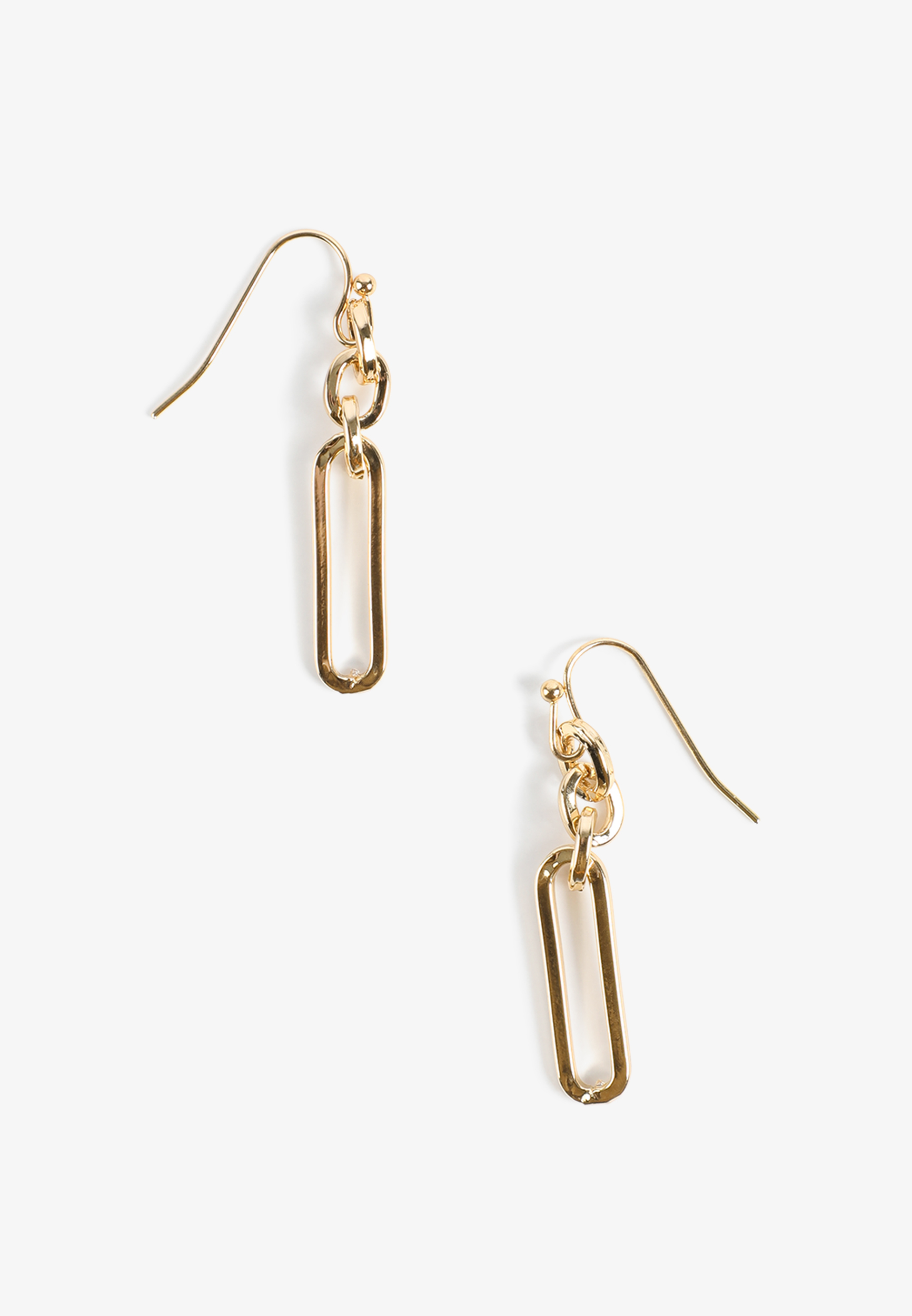Gold Rectangular Chain Link Drop Earrings