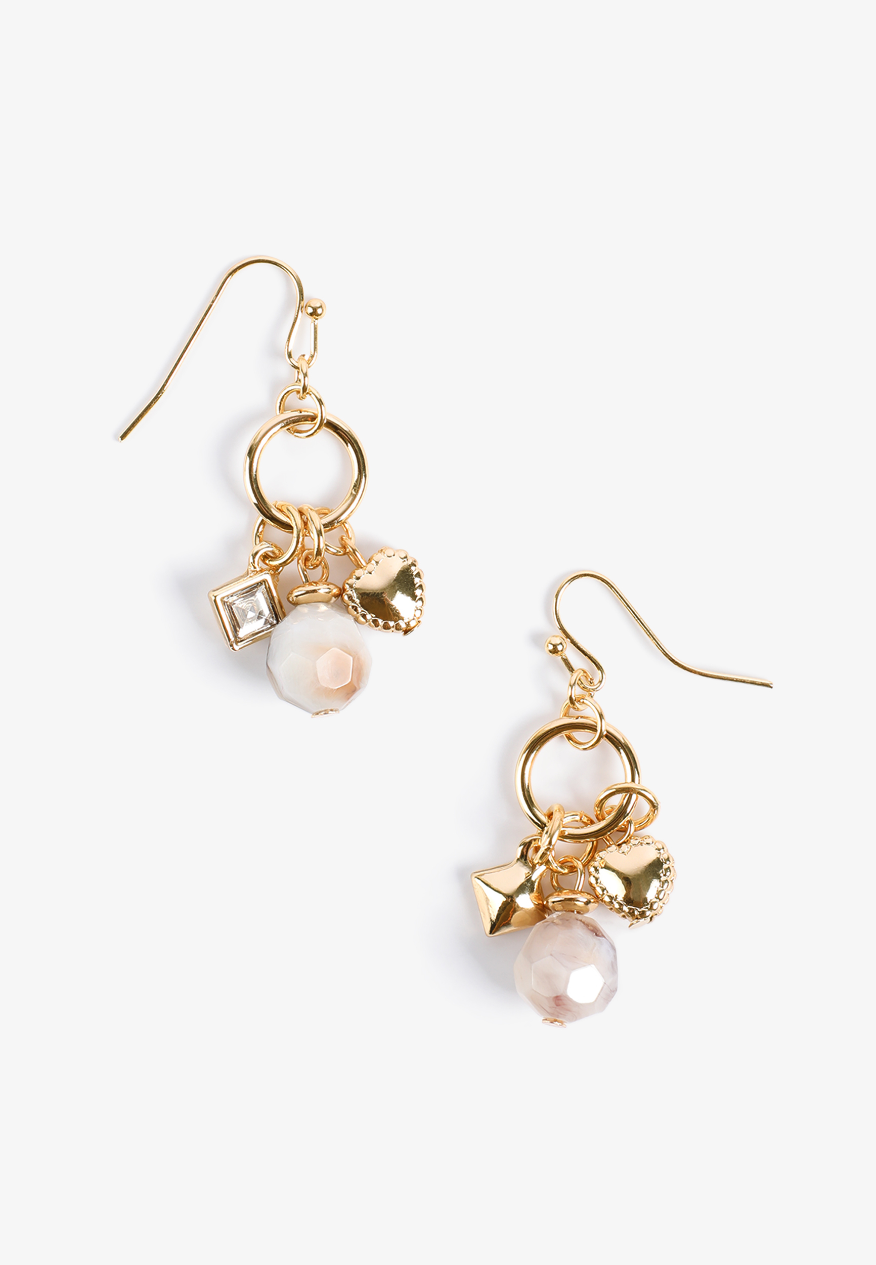 Gold Charm Cluster Drop Earrings