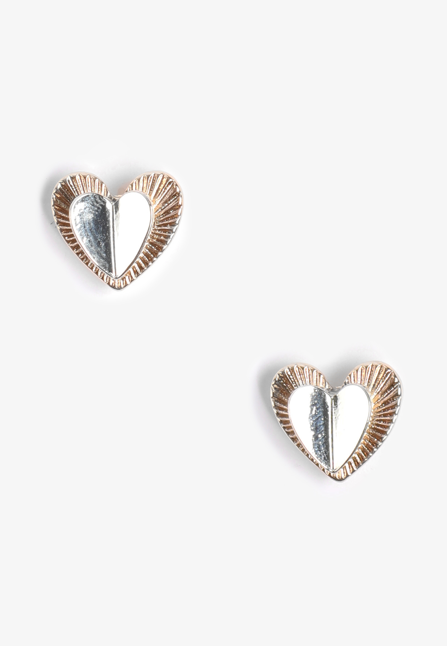 Mixed Metal 3D Heart Stud Earrings