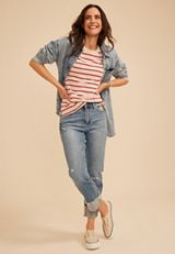 24/7 Dawson Striped Crew Neck Tee, C2947, small