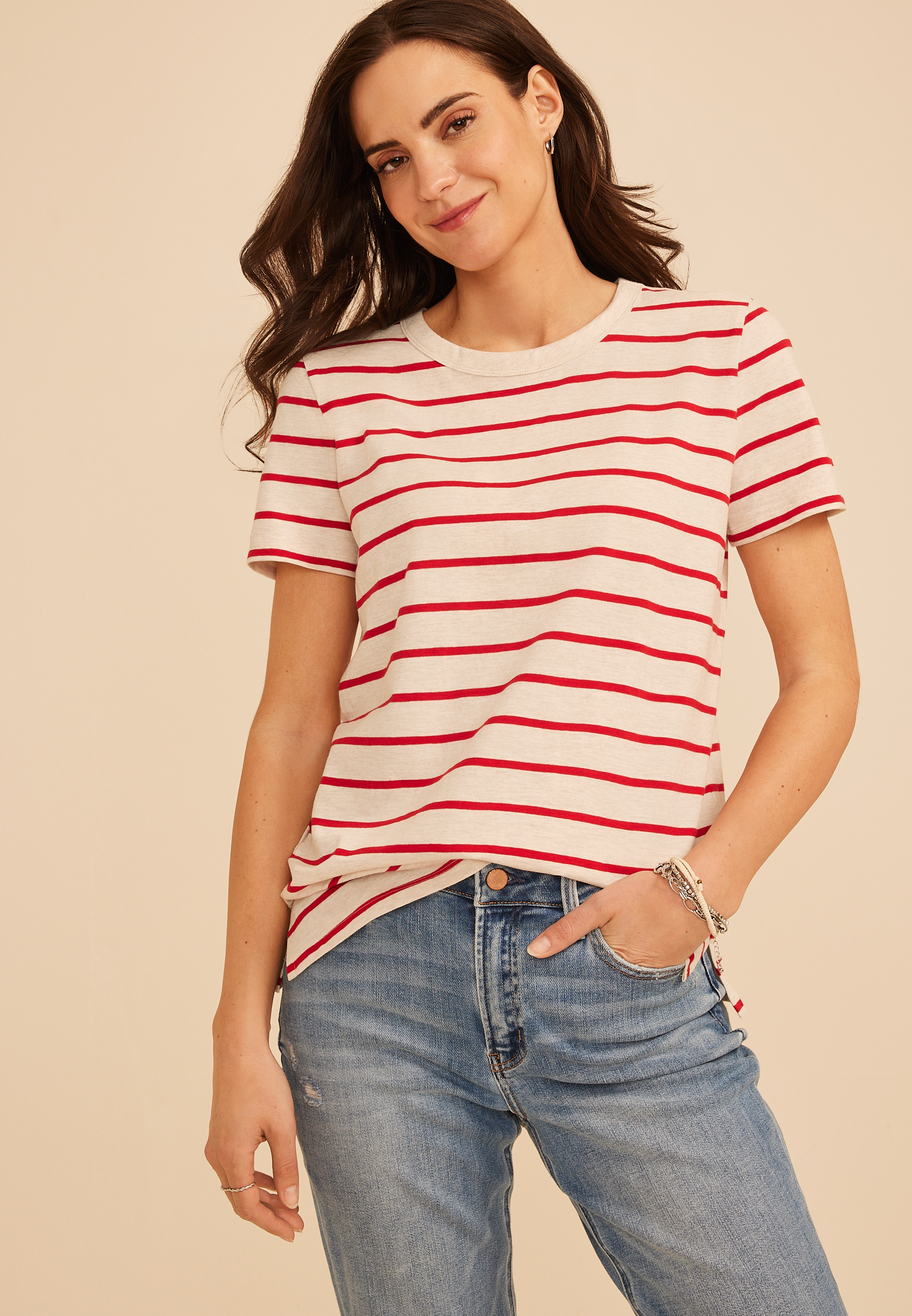 24/7 Dawson Striped Crew Neck Tee, C2947, large