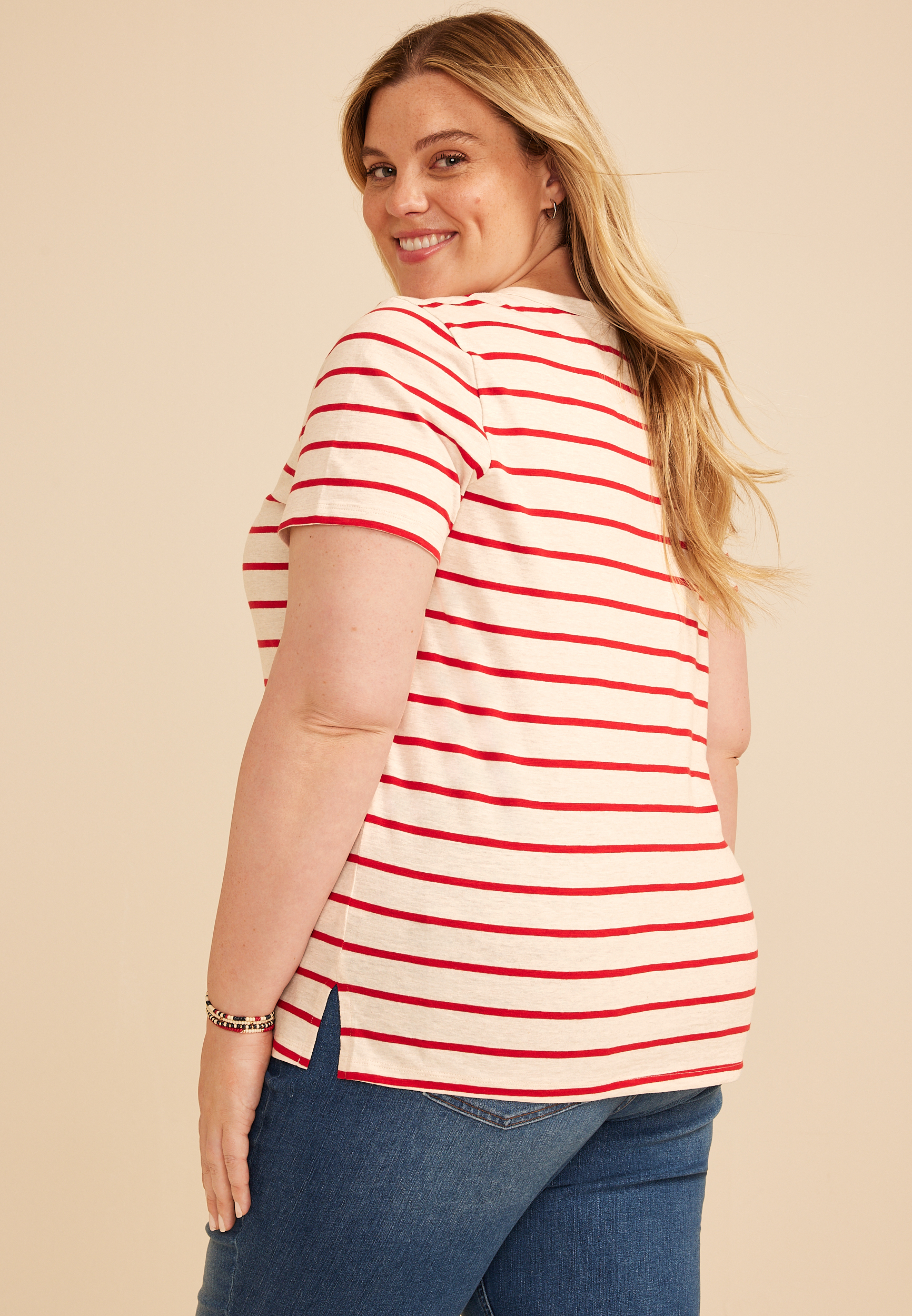 Plus Size 24/7 Dawson Striped Crew Neck Tee, C2947, large