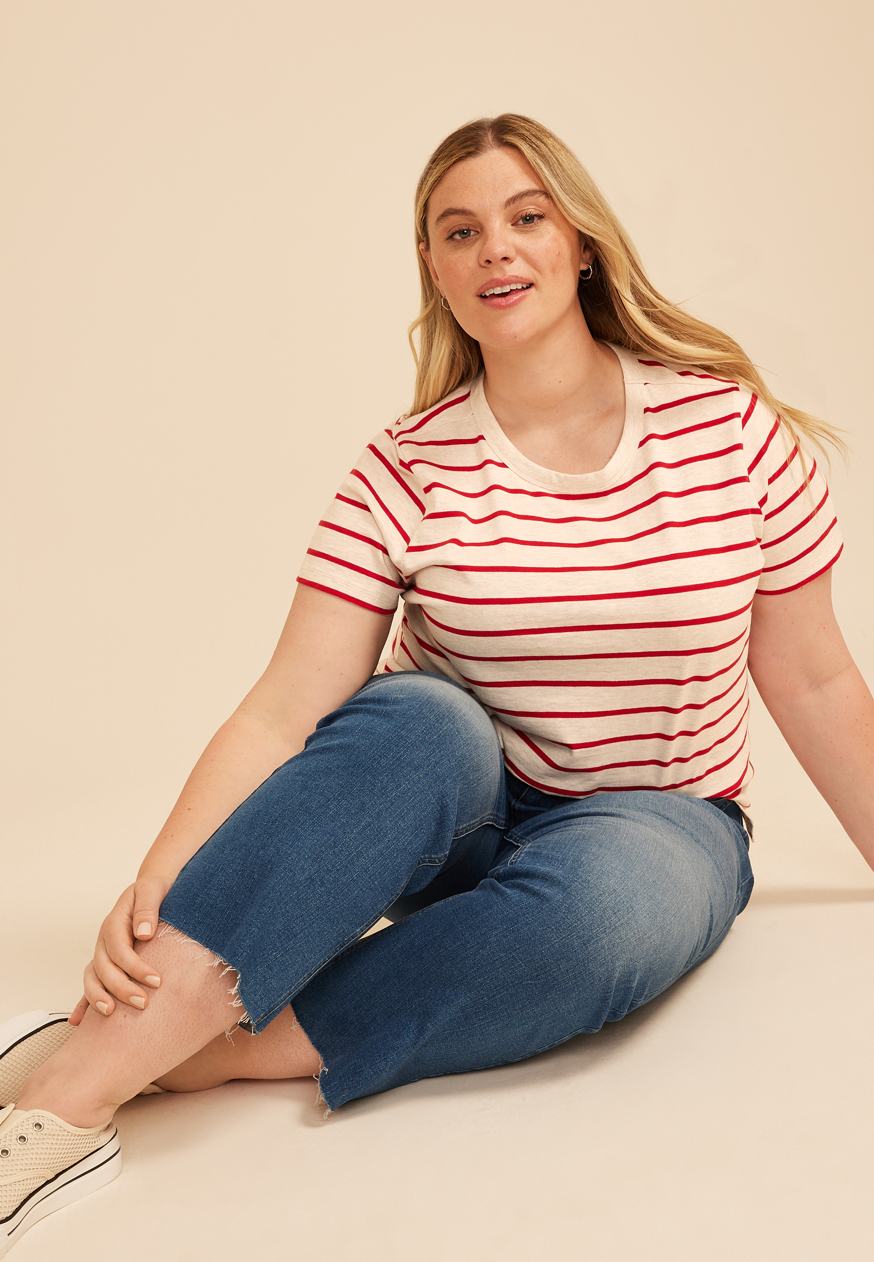 Plus Size 24/7 Dawson Striped Crew Neck Tee, C2947, large
