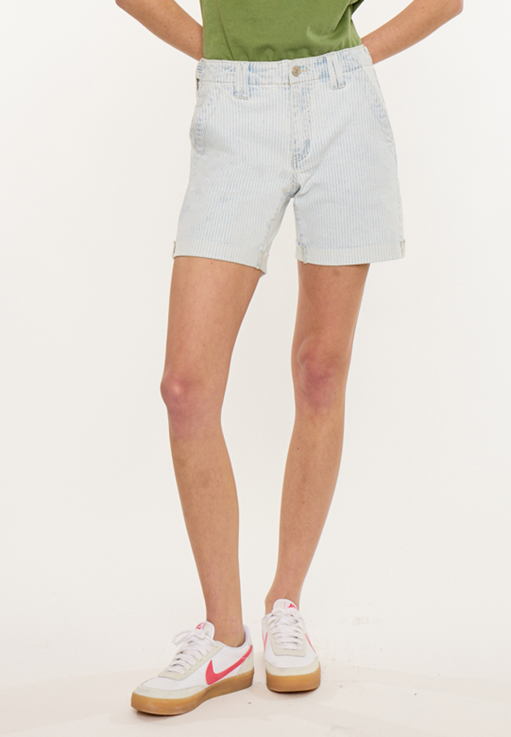 KanCan&trade; Mid Rise Striped Adjustable Waist 6in Bermuda Short