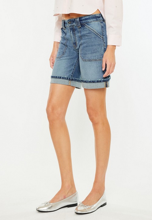 KanCan™ Mid Rise Patch Pocket Cuffed Hem 8in Bermuda Short | maurices