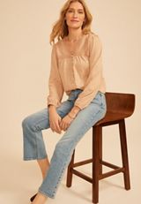 Lace Trim V Neck Cotton Blouse, C5724, small