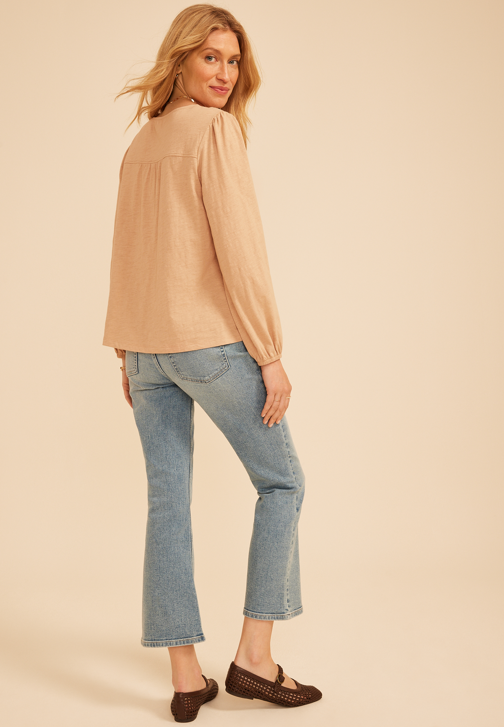 Lace Trim V Neck Cotton Blouse, C5724, large