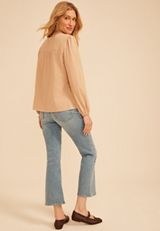 Lace Trim V Neck Cotton Blouse, C5724, small