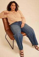 Plus Size Lace Trim V Neck Cotton Blouse, C5724, small