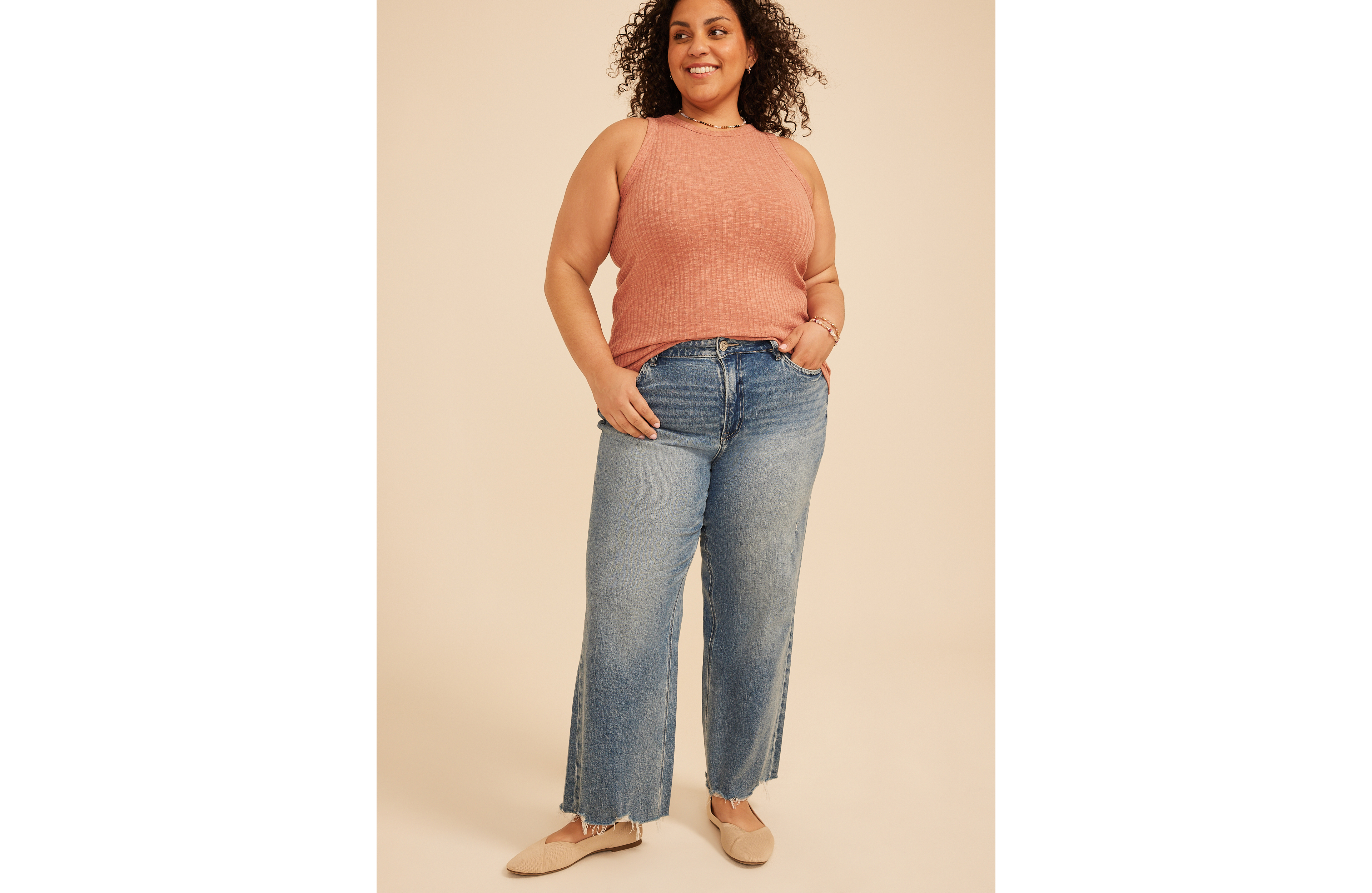Plus 24/7 Variegated Ribbed Highline Tank Top