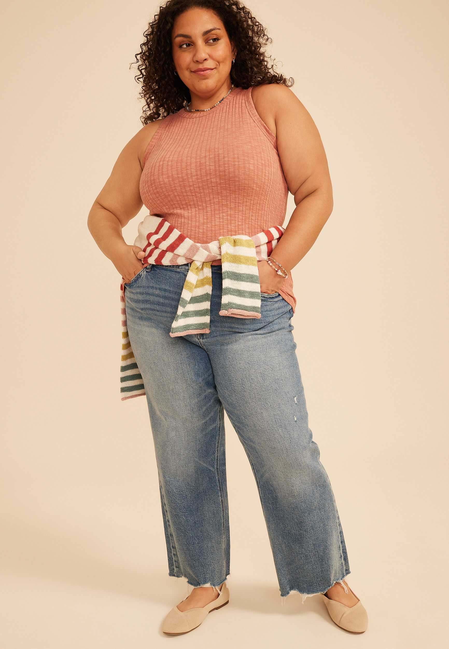 Plus Size 24/7 Variegated Ribbed Highline Tank Top, C9585, large