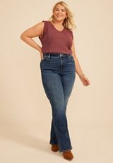 Plus Size edgely&trade; Super High Rise Marble Wash Slim Boot Jean, C258, small