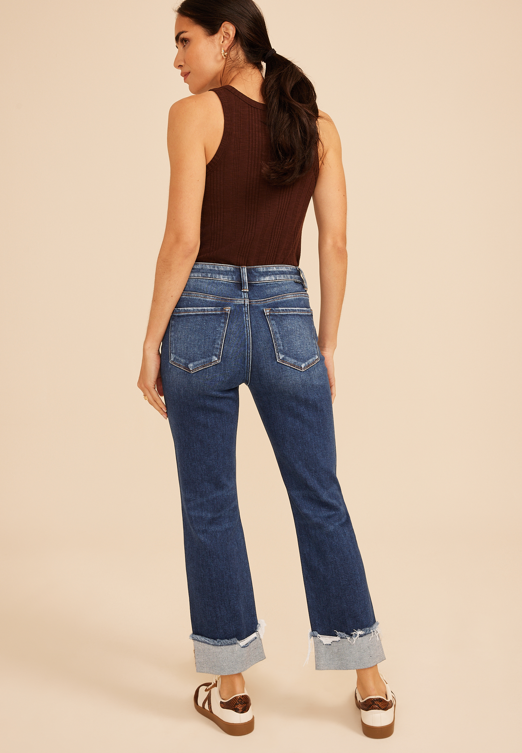 Risen&reg; High Rise Tummy Control Panel Ripped Cuff Ankle Straight Jean, C258, large