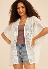 Ivory Woven Lace Kimono, C393, small