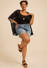 Black Woven Lace Kimono, C106, small