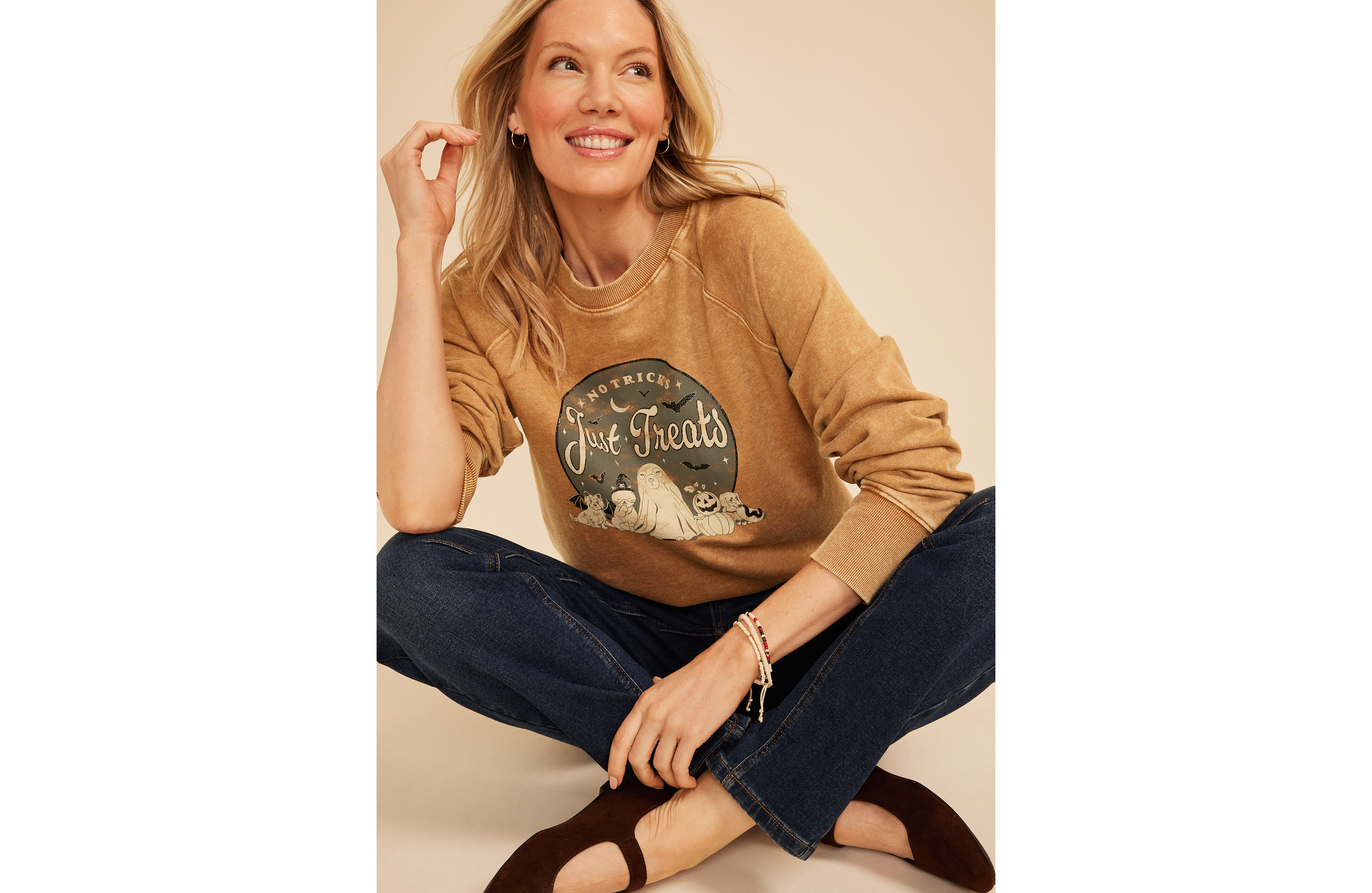 No Tricks Just Treats Halloween Graphic Sweatshirt