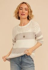 Boucle Stripe Crew Neck Sweater, C1246, small