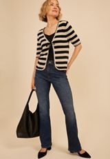 Stripe Tie Front Cardigan, C1246, small
