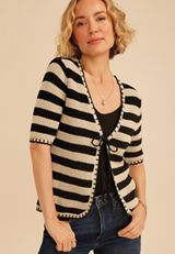 Stripe Tie Front Cardigan, C1246, small