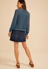 Chunky Open Stitch Pointelle Sweater, C1387, small