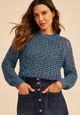 Chunky Open Stitch Pointelle Sweater, C1387, small