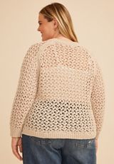 Plus Size Chunky Open Stitch Pointelle Sweater, C2972, small