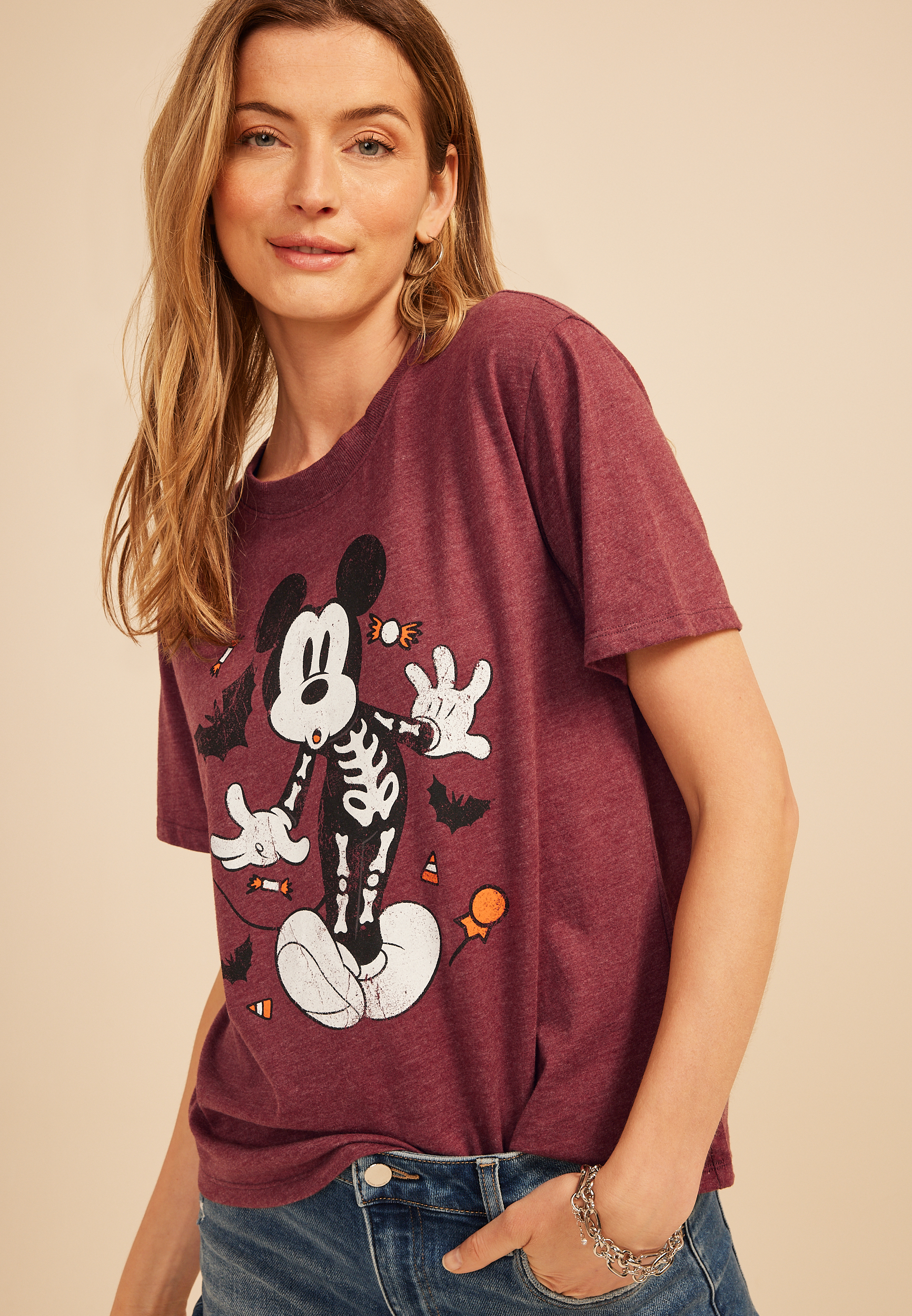 Mickey Mouse Skeleton Vintage Fit Graphic Tee