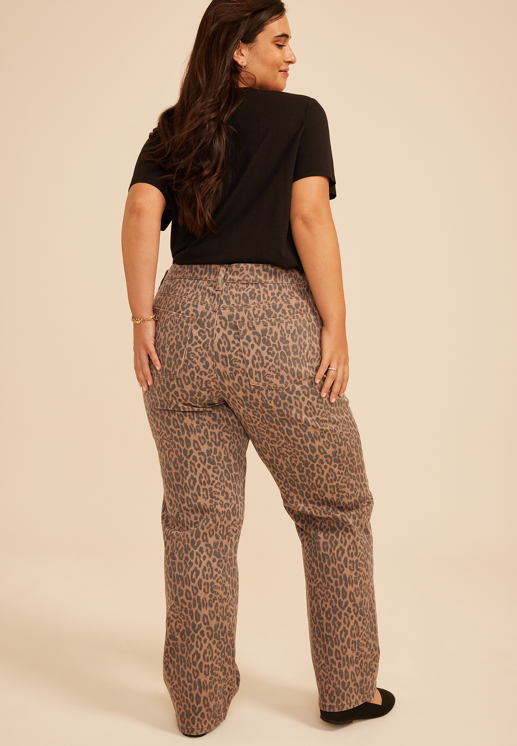 Plus Size m jeans by maurices&trade; High Rise Leopard Relaxed Straight Jean, C542, large