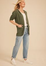 Brushed Waffle Hooded Cardigan, C3142, small