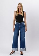 Flying Monkey&trade; High Rise Ripped Cuff Baggy Wide Leg, C258, small