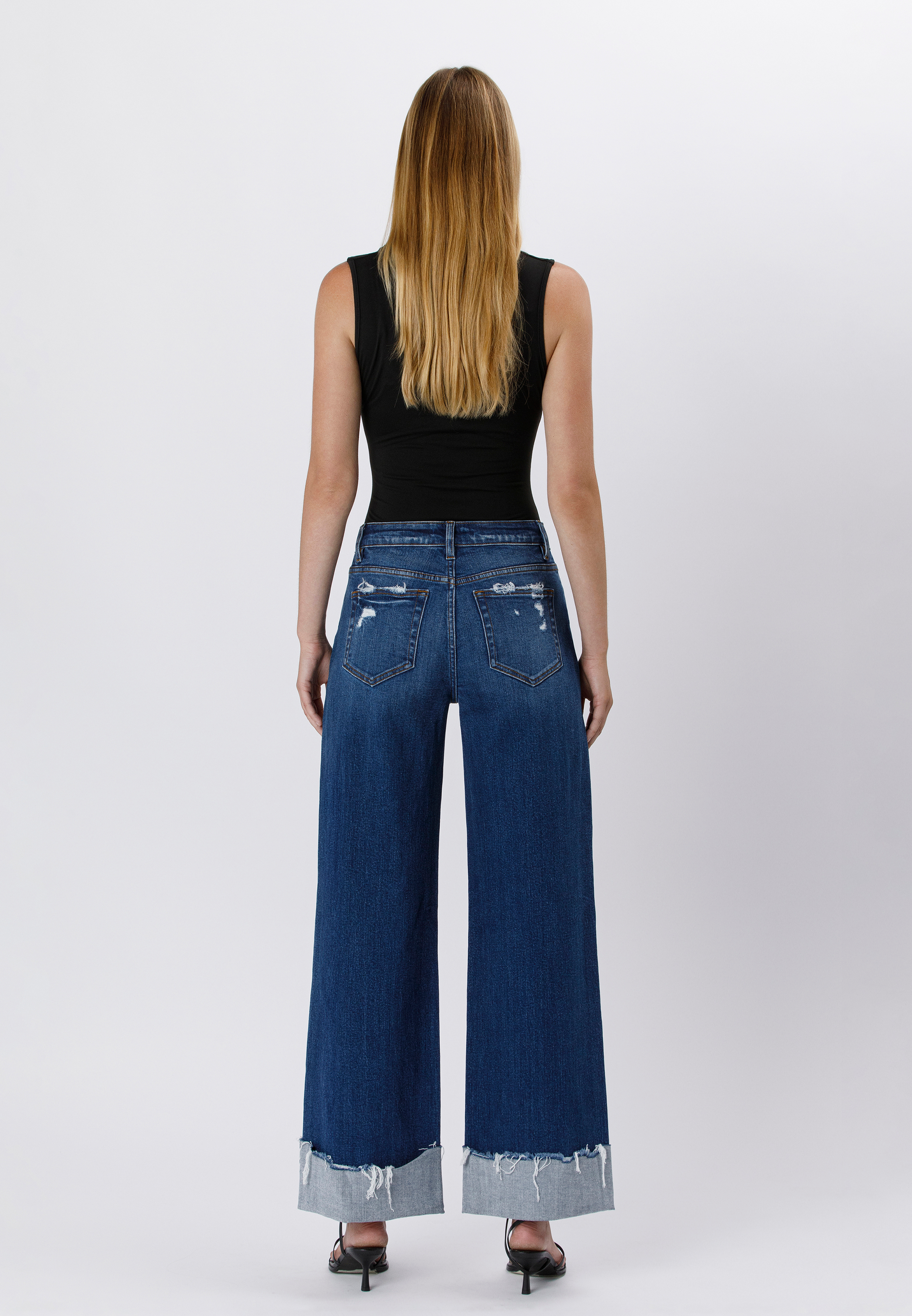 Flying Monkey&trade; High Rise Ripped Cuff Baggy Wide Leg, C258, large
