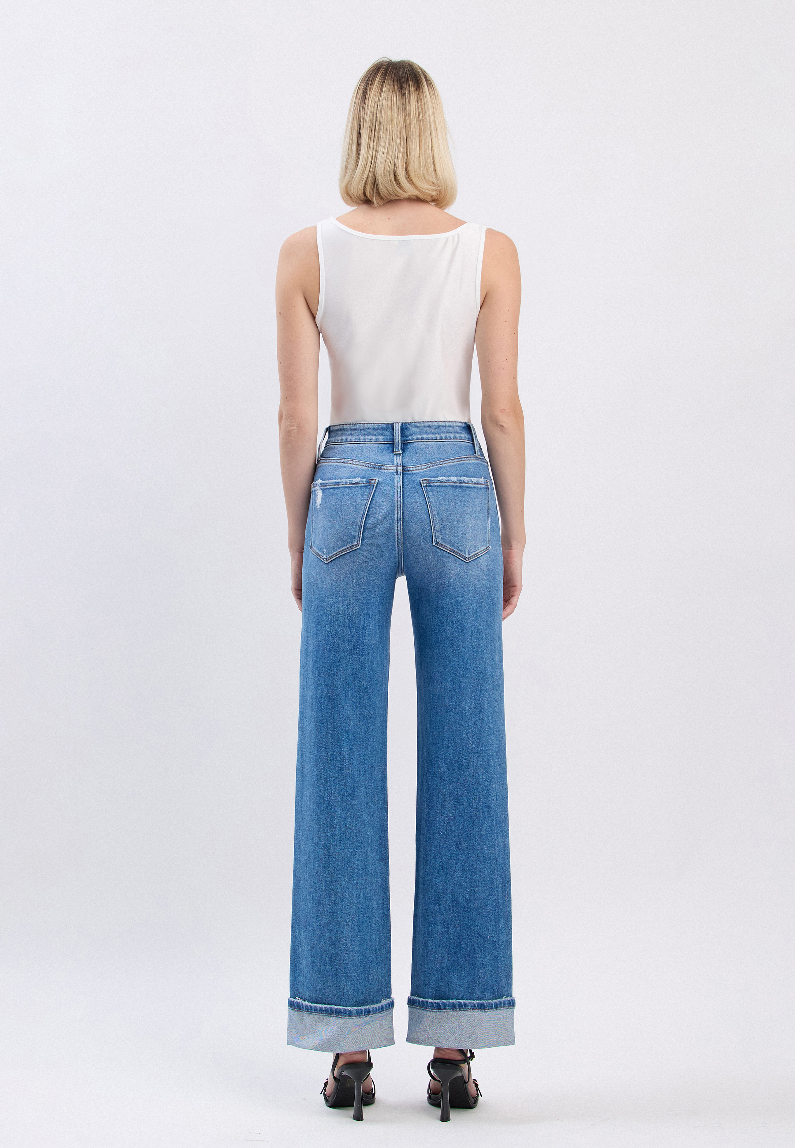 Flying Monkey&trade; High Rise Cuffed Hem Wide Leg Jean, C3337, large