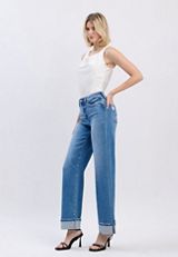 Flying Monkey&trade; High Rise Cuffed Hem Wide Leg Jean, C3337, small