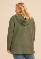 Plus Size Brushed Waffle Hooded Cardigan, C3142, small