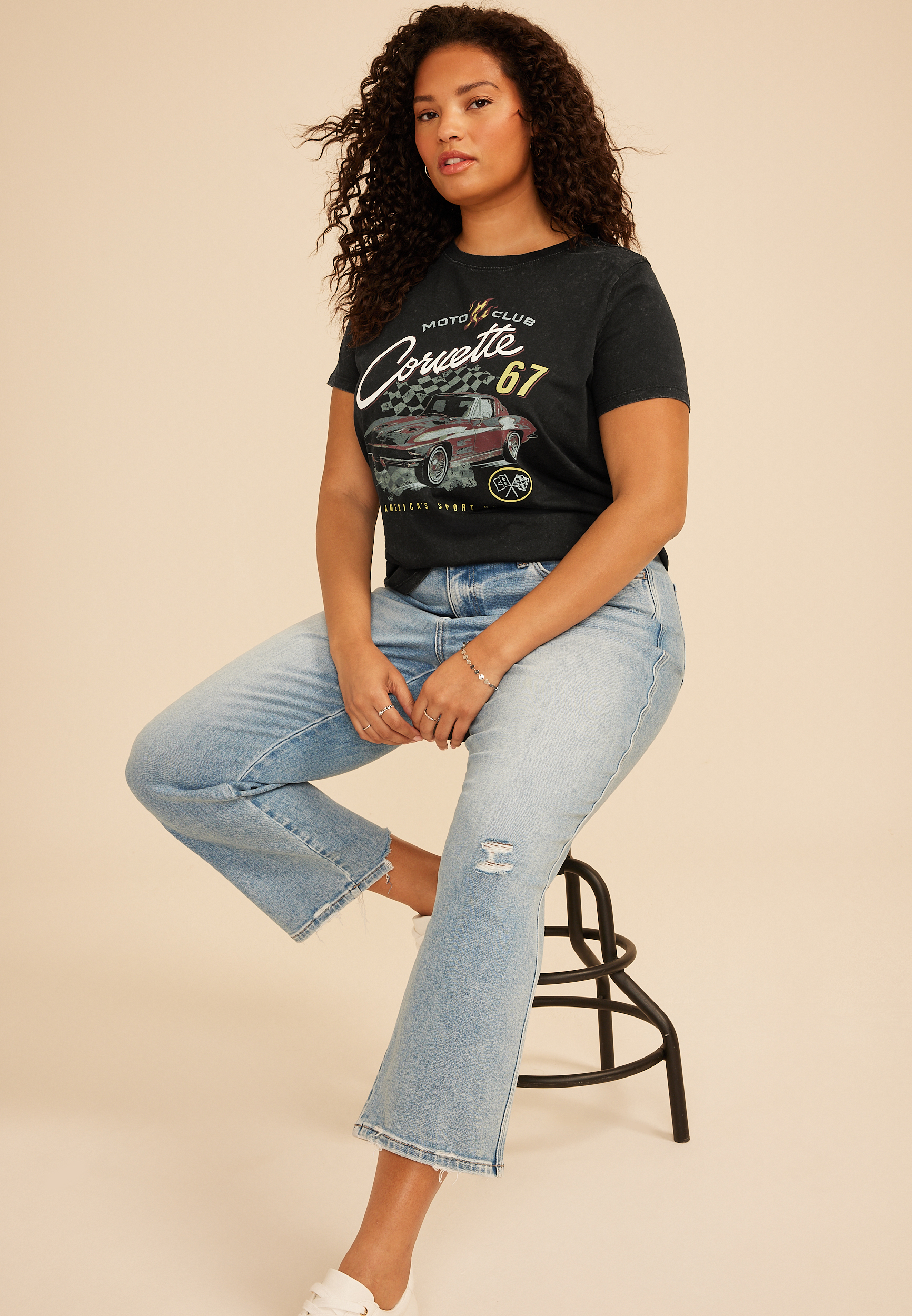 Plus Size Moto Club Corvette Classic Fit Graphic Tee, C106, large