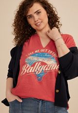Plus Size Take Me Out To The Ballgame Classic Fit Graphic Tee, GARNET ROSE, small