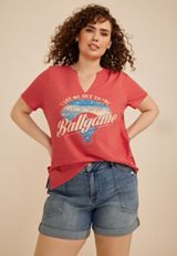 Plus Size Take Me Out To The Ballgame Classic Fit Graphic Tee, GARNET ROSE, small