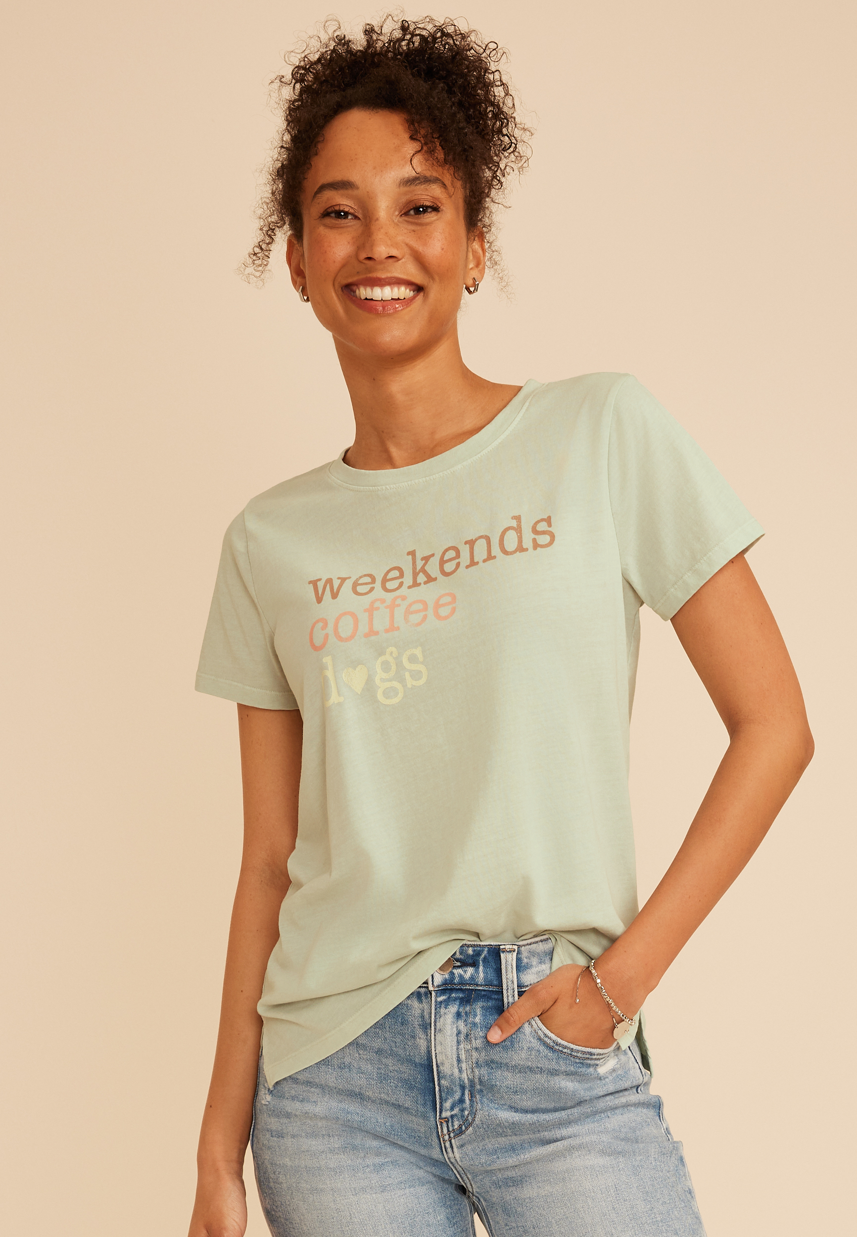 Weekends Coffee Dogs Classic Fit Graphic Tee, C9251, large