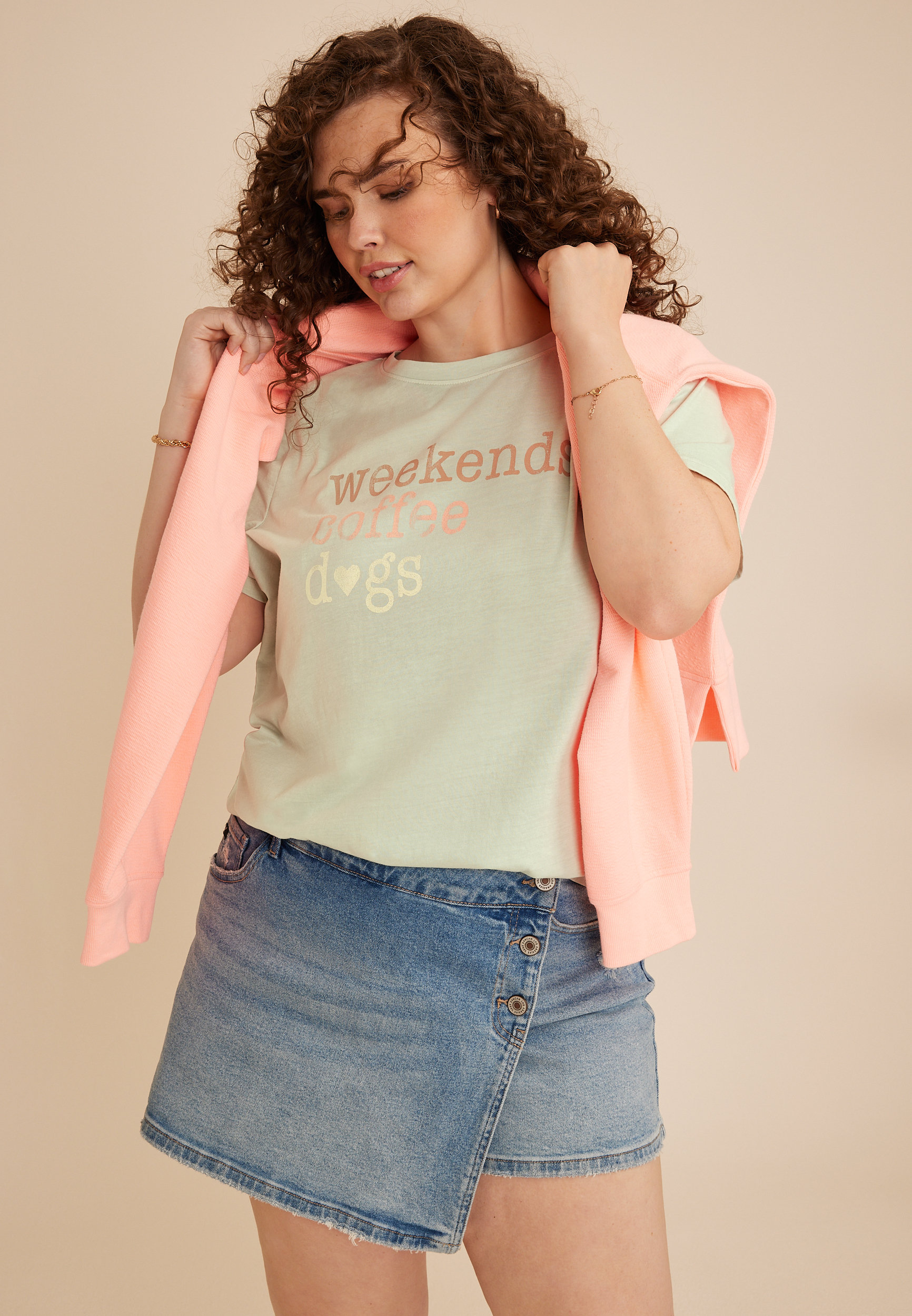 Plus Size Weekends Coffee Dogs Classic Fit Graphic Tee