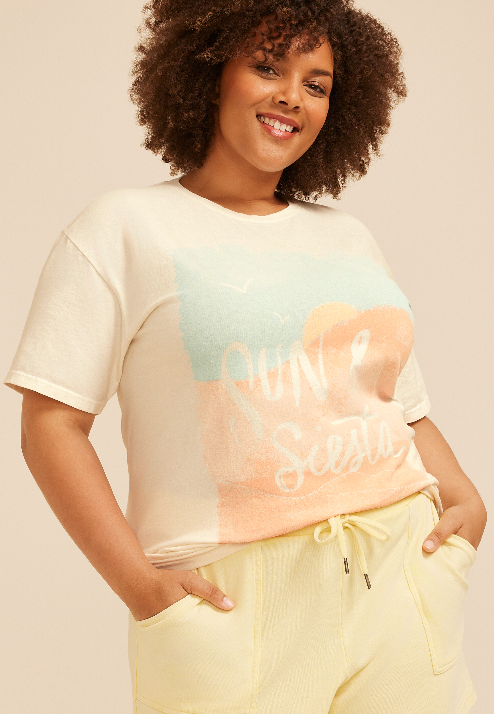 Plus Size Sun And Siesta Classic Fit Graphic Tee, C8232, large