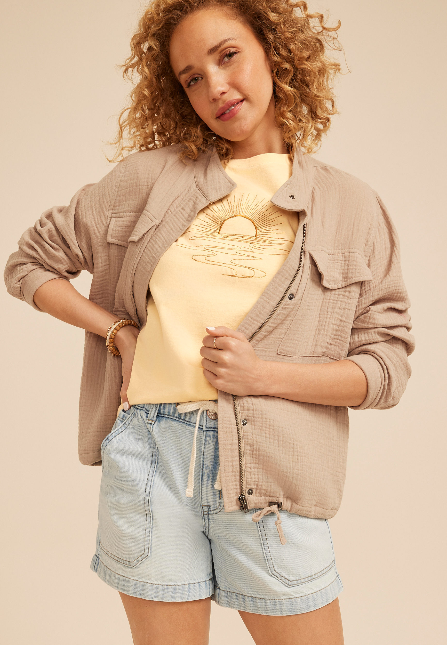 Sun Embroidered Standard Fit Graphic Tee