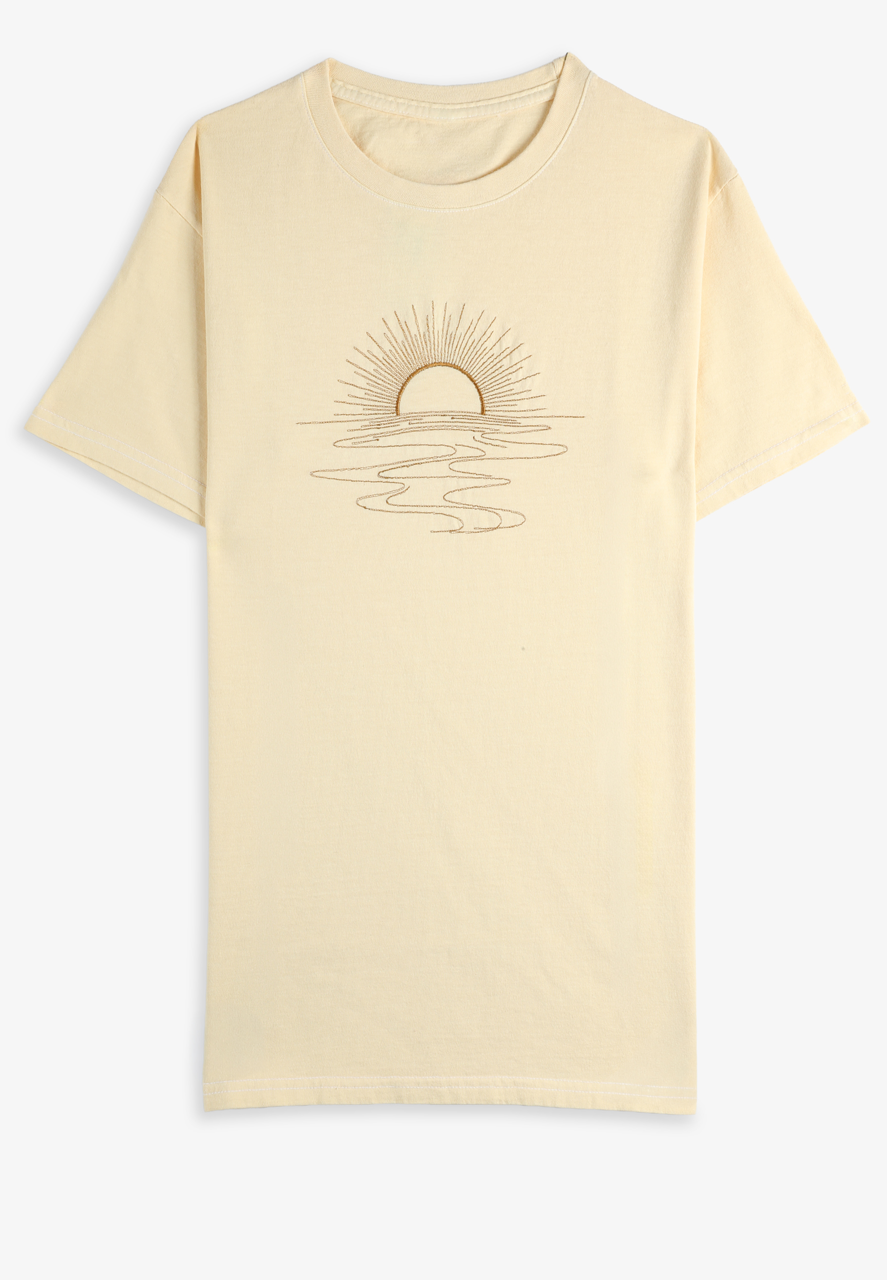 Sun Embroidered Standard Fit Graphic Tee, C6548, large