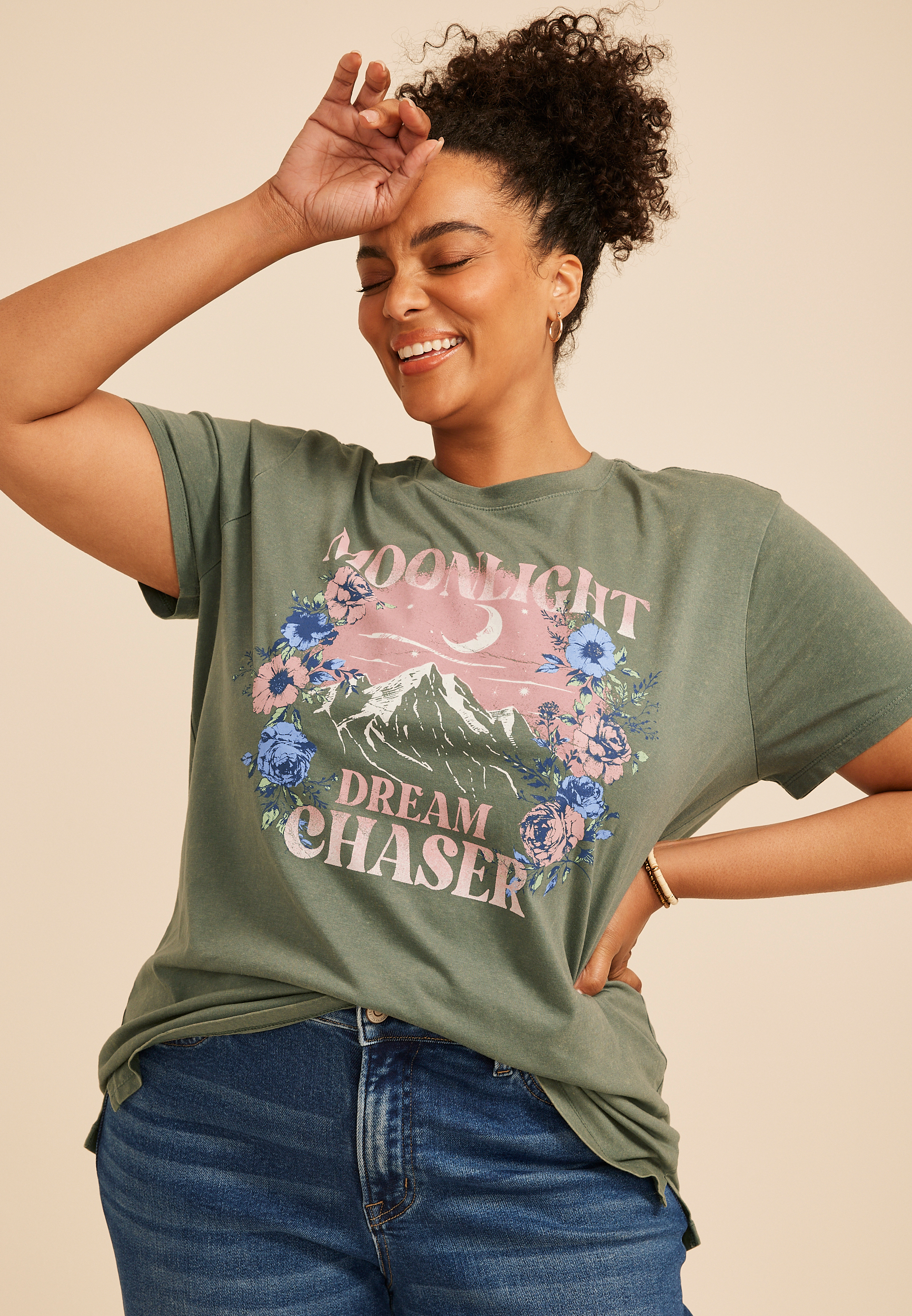 Plus Size Moonlight Dream Chaser Relaxed Fit Graphic Tee 