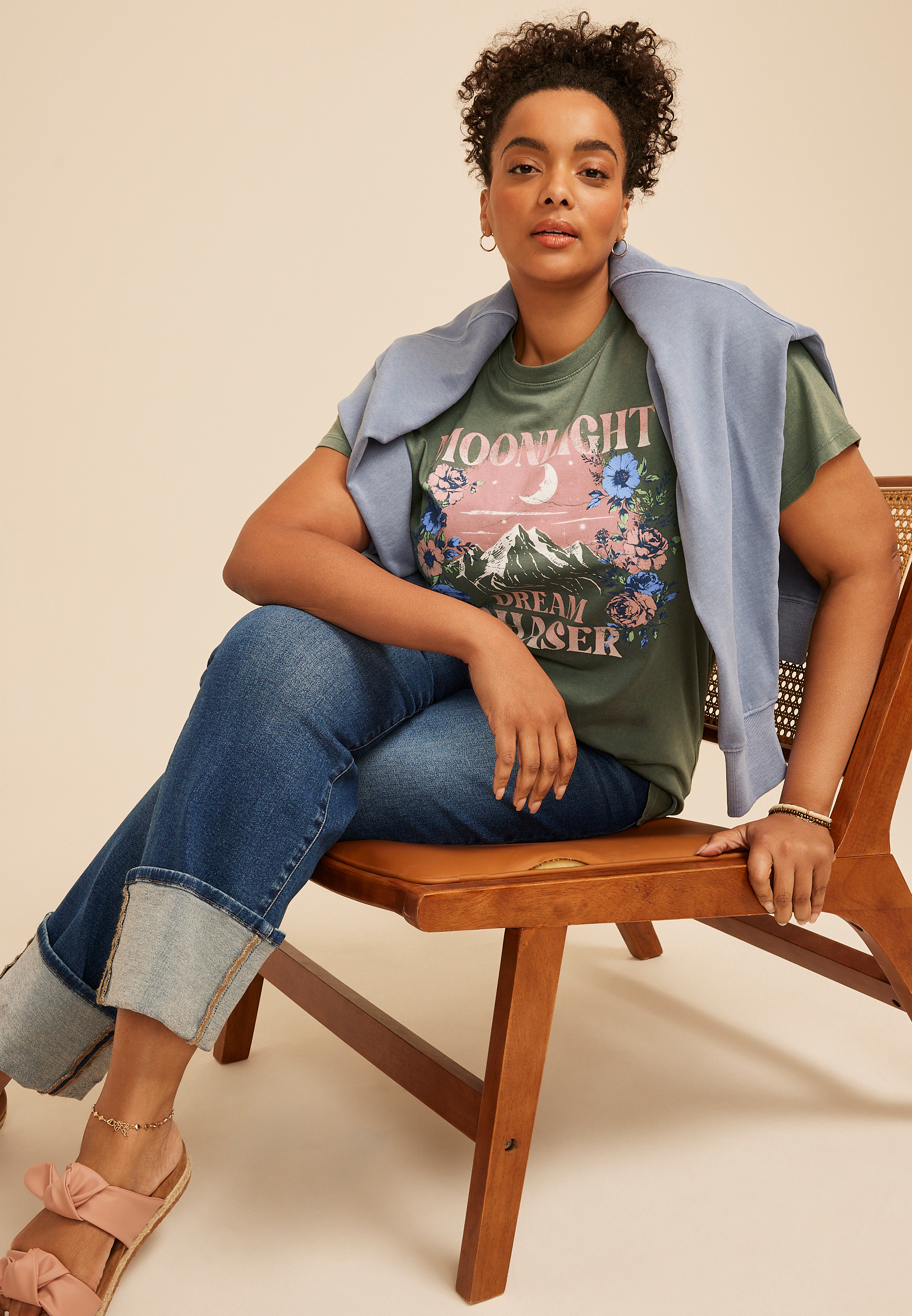 Plus Size Moonlight Dream Chaser Relaxed Fit Graphic Tee, C186, large