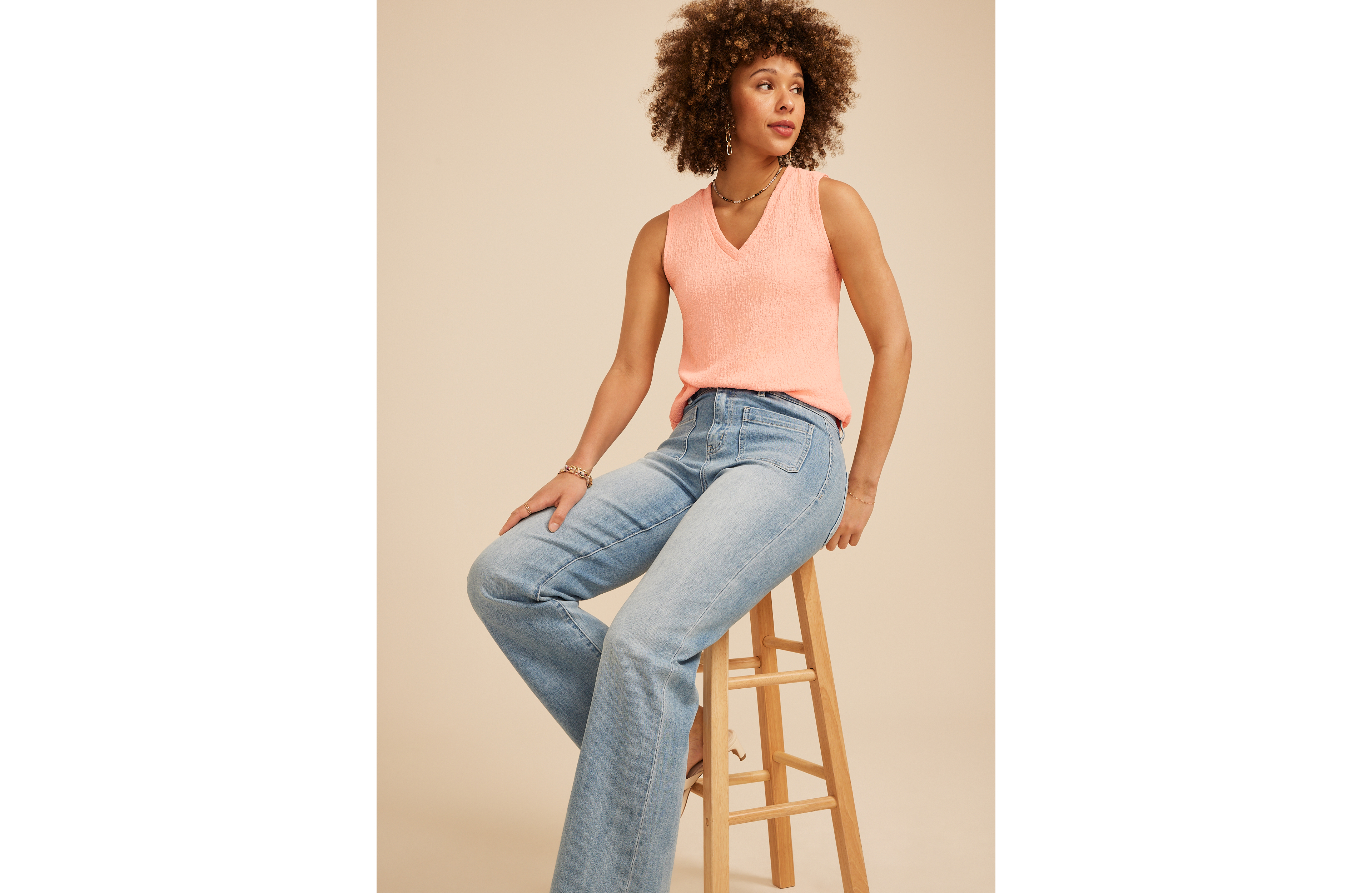 Textured V Neck Tank Top
