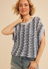 Wave Stripe Pointelle Dolman Top, C1772, small
