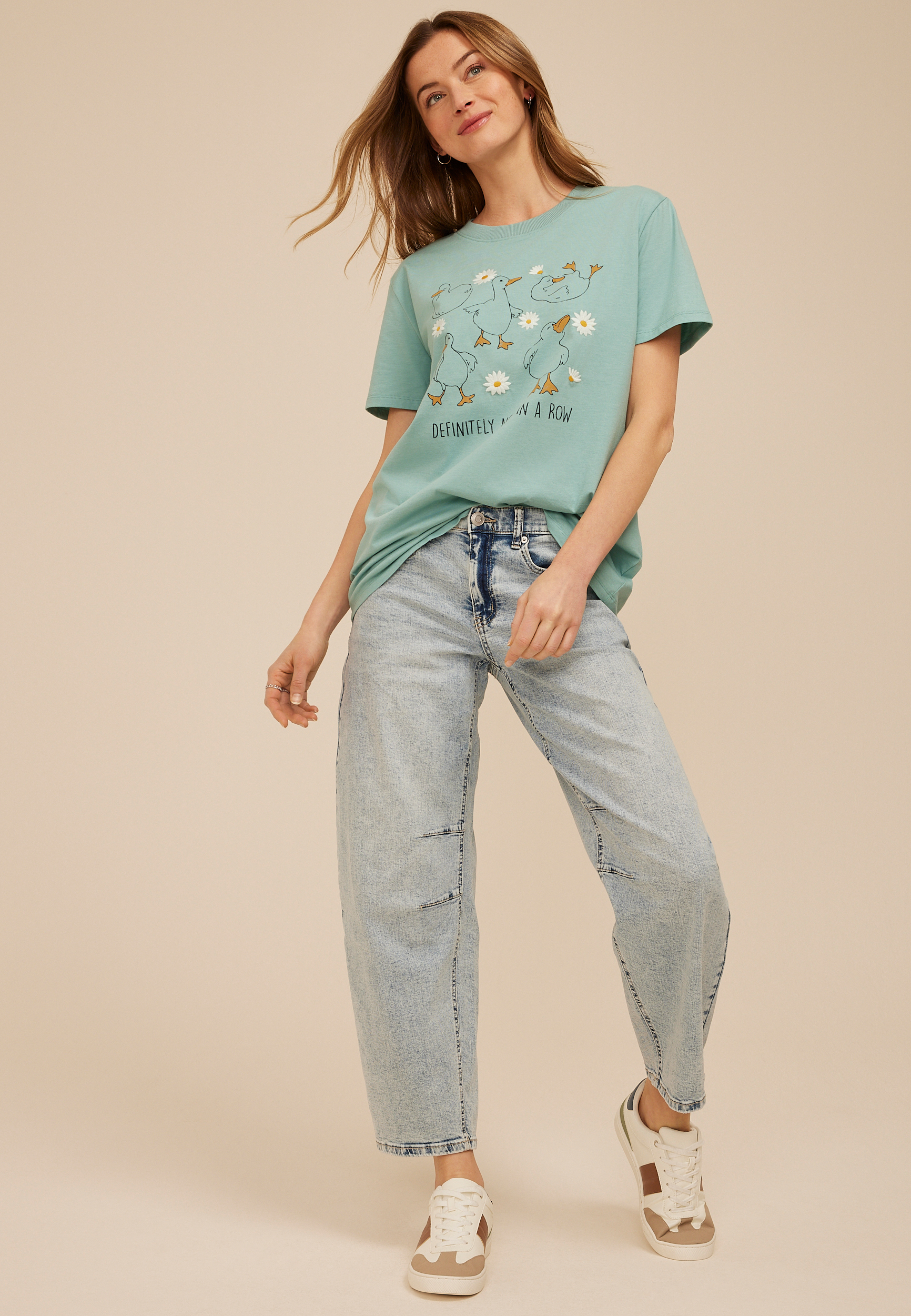 Definitely Not In A Row Duck Oversized Fit Graphic Tee, C8707, large