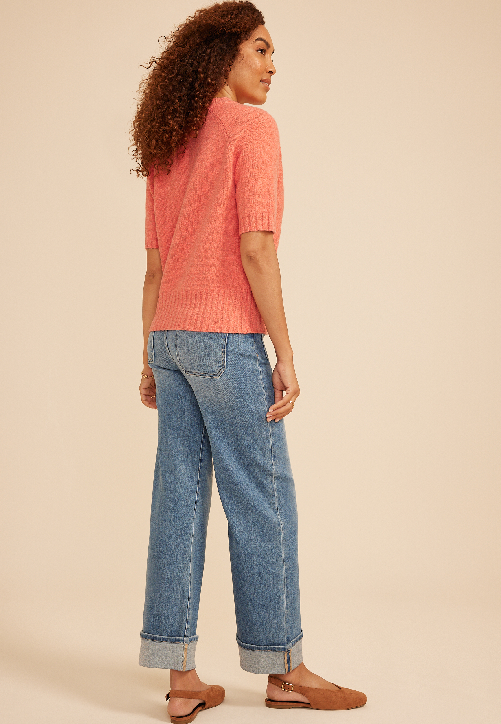 Short Sleeve Crew Neck Sweater, C4002, large