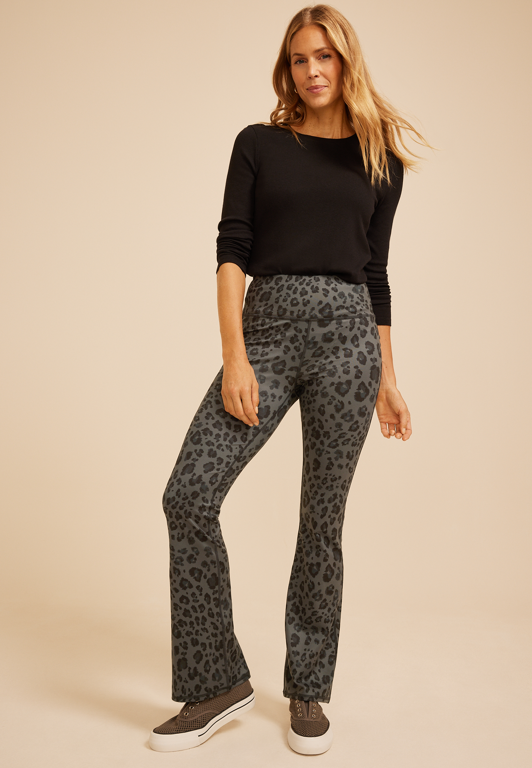 High Rise Animal Print Flare Leggings