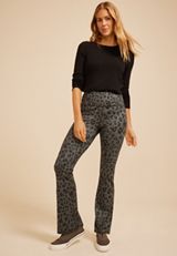 High Rise Animal Print Flare Leggings, C1755, small